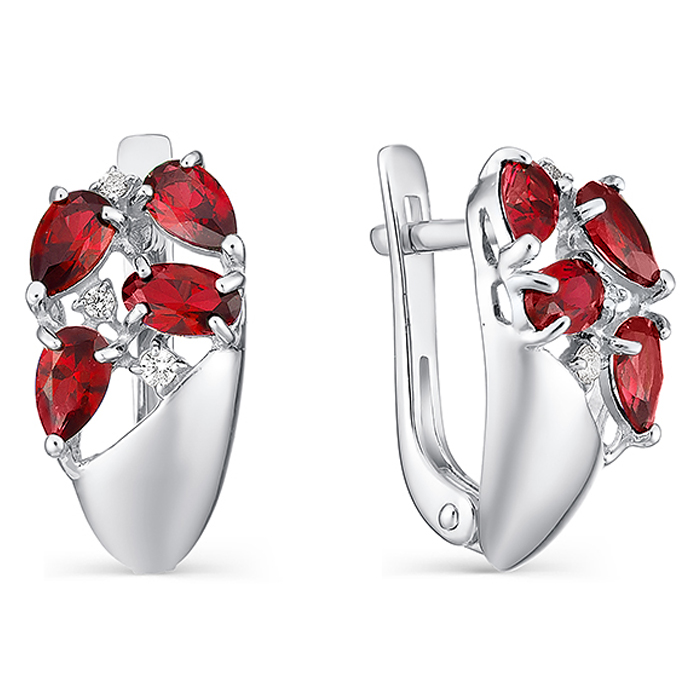 Серьги, серебро, гранат, 2-682
